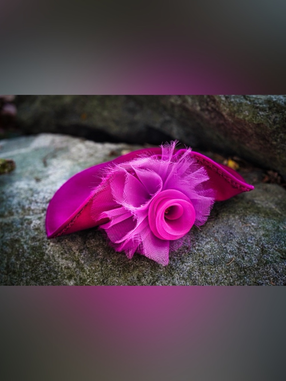 Vintage Deborah Fashions Hot Pink Wool Felt Fascinator Hat - Made in USA